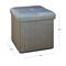 Simplify Metallic Faux Leather Folding Storage Ottoman Cube